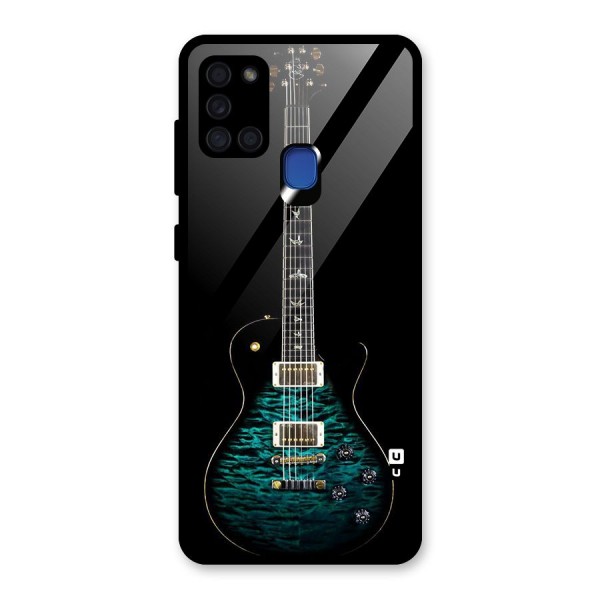 Royal Green Guitar Glass Back Case for Galaxy A21s