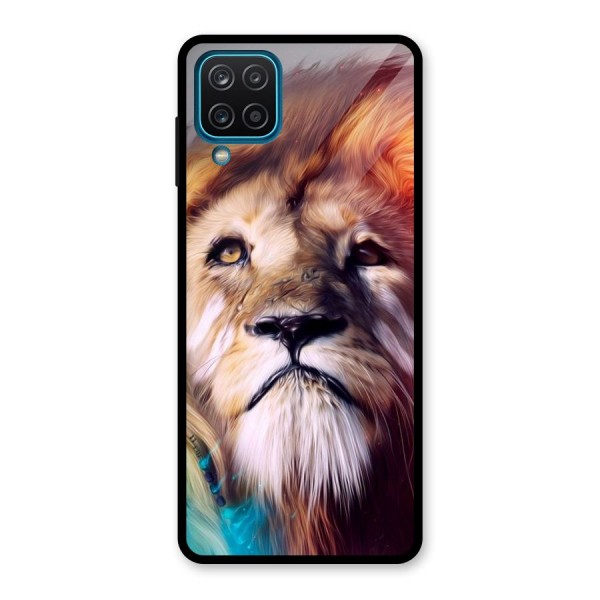 Royal Lion Glass Back Case for Galaxy A12