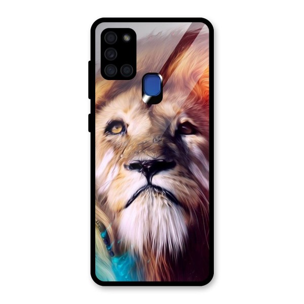 Royal Lion Glass Back Case for Galaxy A21s