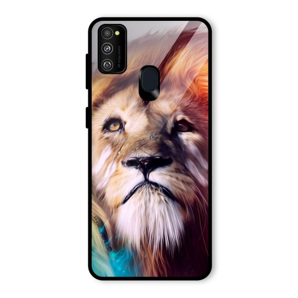 Royal Lion Glass Back Case for Galaxy M21