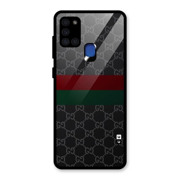 Royal Stripes Design Glass Back Case for Galaxy A21s