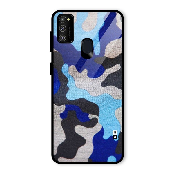 Rugged Camouflage Glass Back Case for Galaxy M21