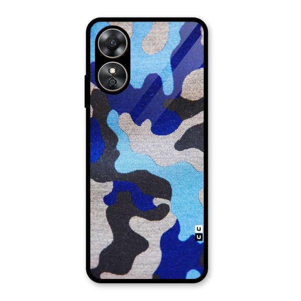 Rugged Camouflage Glass Back Case for Oppo A17