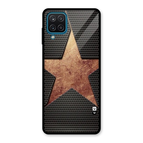 Rugged Gold Star Glass Back Case for Galaxy A12