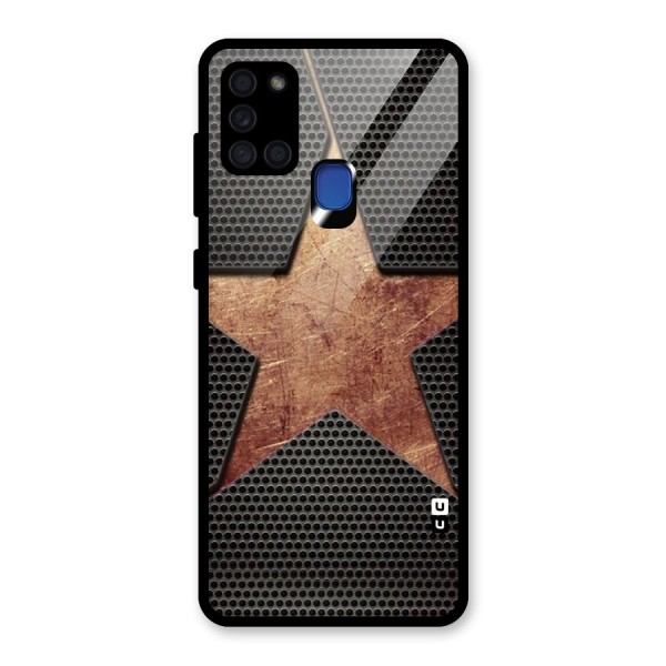 Rugged Gold Star Glass Back Case for Galaxy A21s