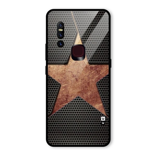 Rugged Gold Star Glass Back Case for Vivo V15