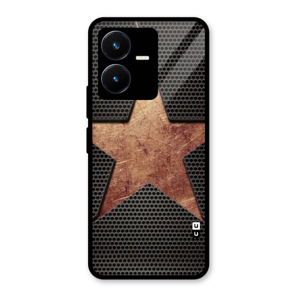 Rugged Gold Star Glass Back Case for Vivo Y22