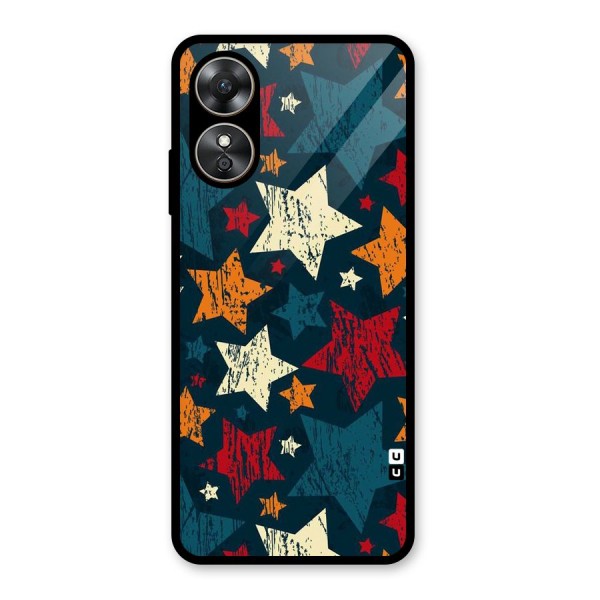 Rugged Star Design Glass Back Case for Oppo A17