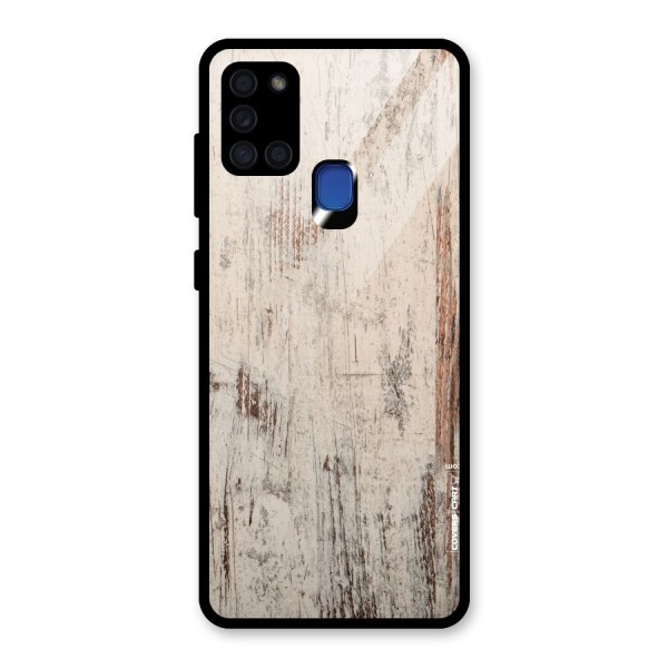 Rugged Wooden Texture Glass Back Case for Galaxy A21s