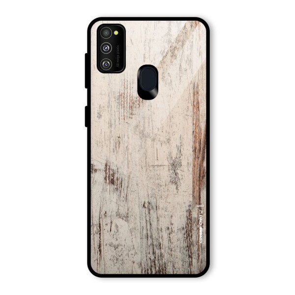 Rugged Wooden Texture Glass Back Case for Galaxy M21