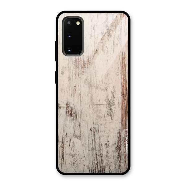 Rugged Wooden Texture Glass Back Case for Galaxy S20