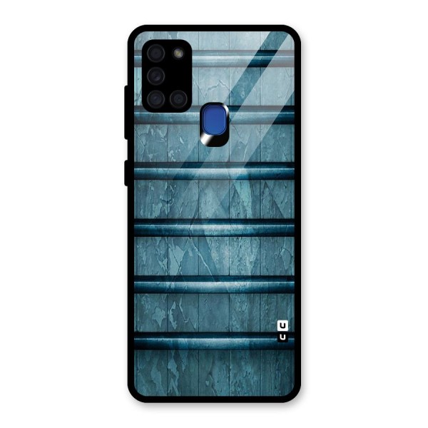 Rustic Blue Shelf Glass Back Case for Galaxy A21s