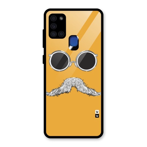 Sassy Mustache Glass Back Case for Galaxy A21s