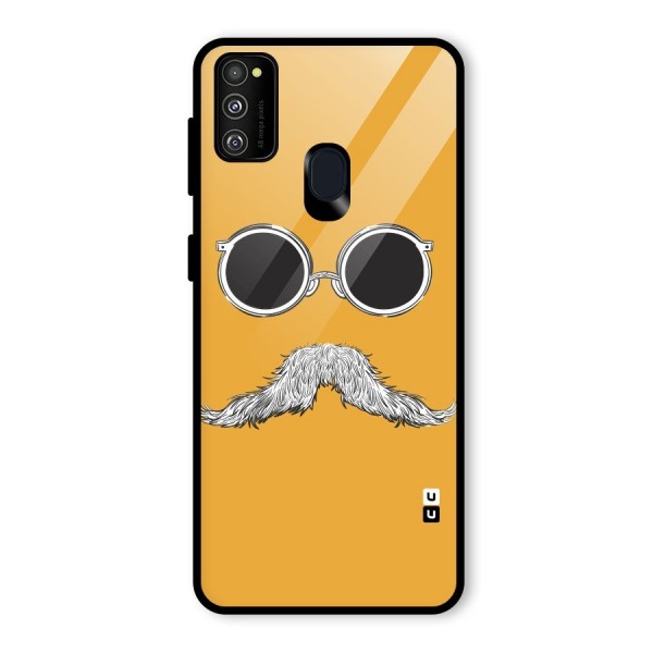 Sassy Mustache Glass Back Case for Galaxy M21