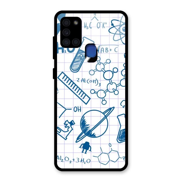 Science Notebook Glass Back Case for Galaxy A21s