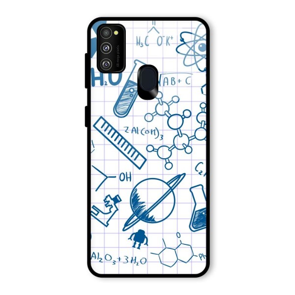 Science Notebook Glass Back Case for Galaxy M21