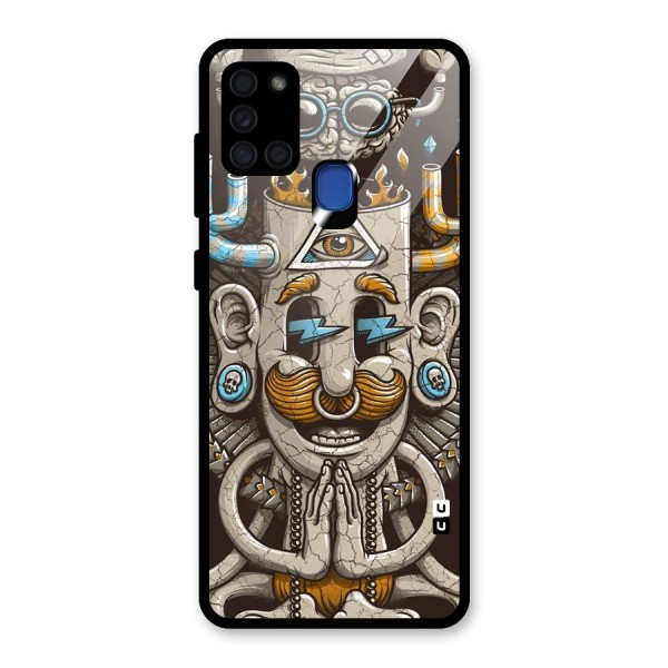 Sculpture Design Glass Back Case for Galaxy A21s