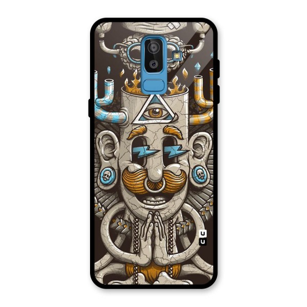 Sculpture Design Glass Back Case for Galaxy J8