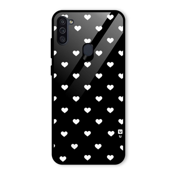 Seamless Hearts Pattern Glass Back Case for Galaxy M11