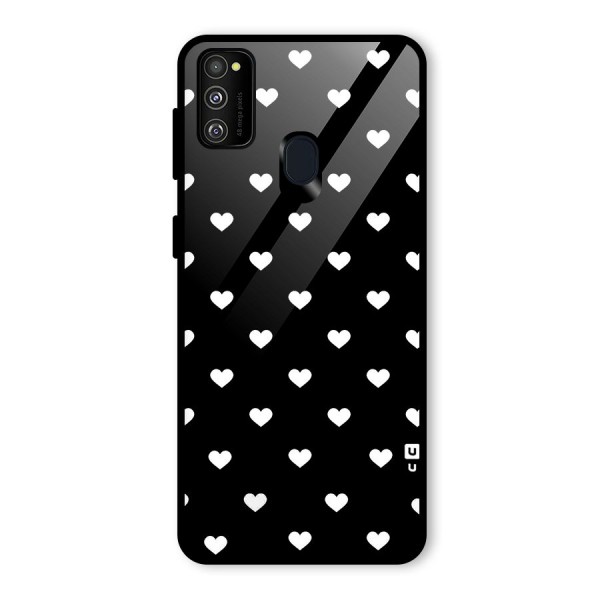 Seamless Hearts Pattern Glass Back Case for Galaxy M21