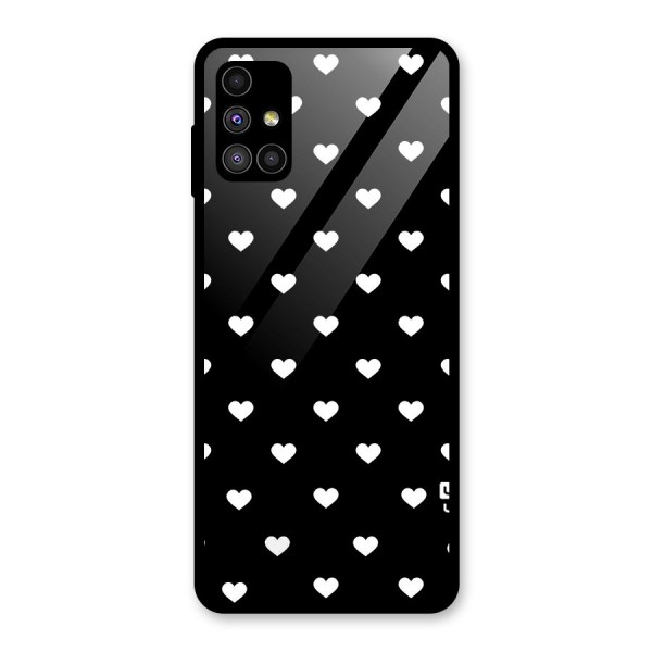 Seamless Hearts Pattern Glass Back Case for Galaxy M51