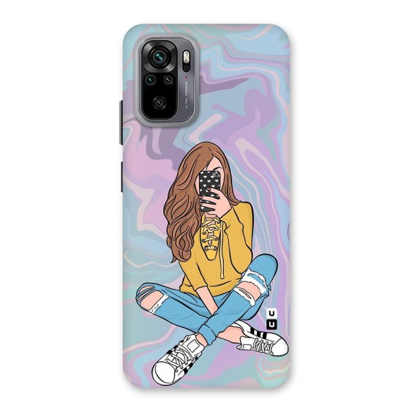 Selfie Girl Illustration Back Case for Redmi Note 10