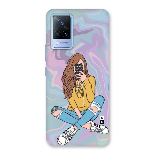 Selfie Girl Illustration Back Case for Vivo V21 5G