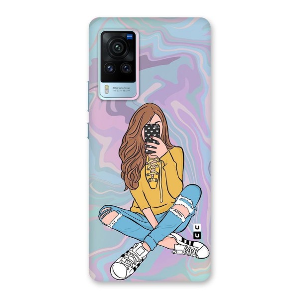 Selfie Girl Illustration Back Case for Vivo X60 Pro