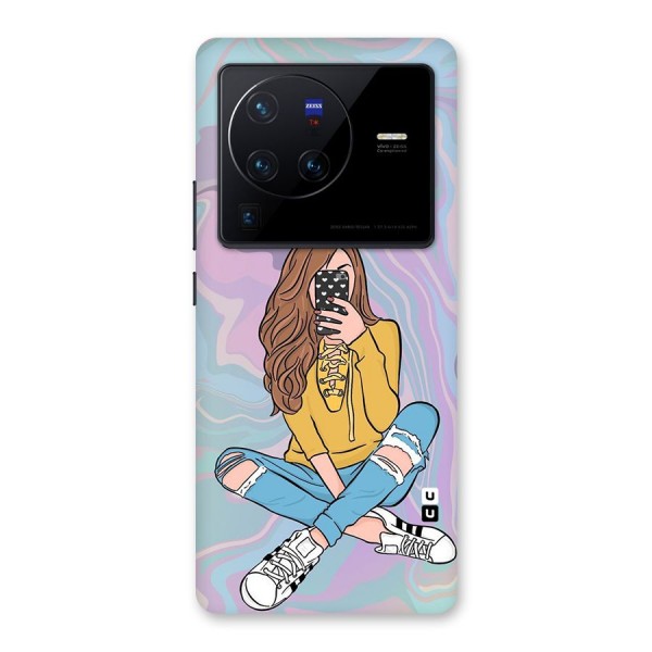 Selfie Girl Illustration Back Case for Vivo X80 Pro