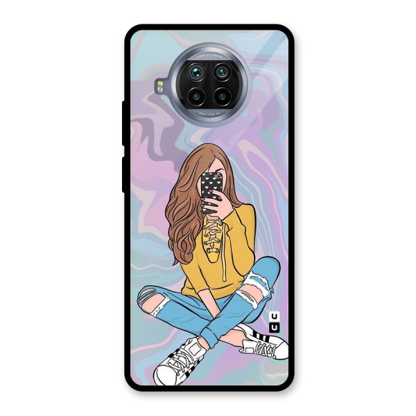 Selfie Girl Illustration Glass Back Case for Mi 10i