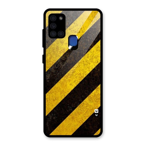 Shaded Yellow Stripes Glass Back Case for Galaxy A21s