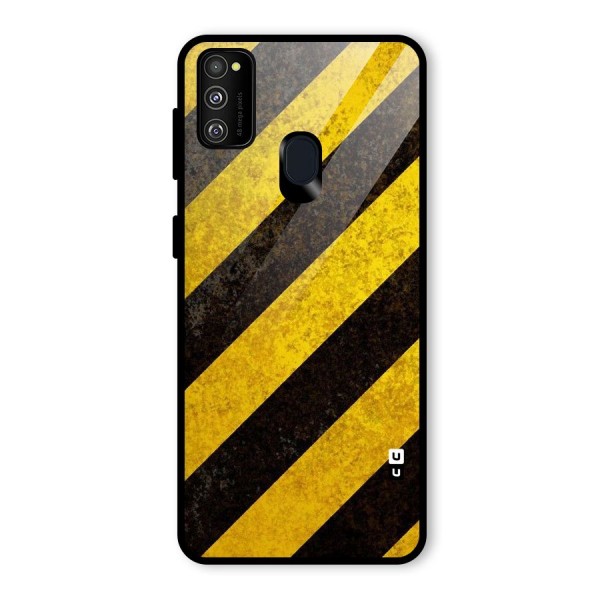 Shaded Yellow Stripes Glass Back Case for Galaxy M21