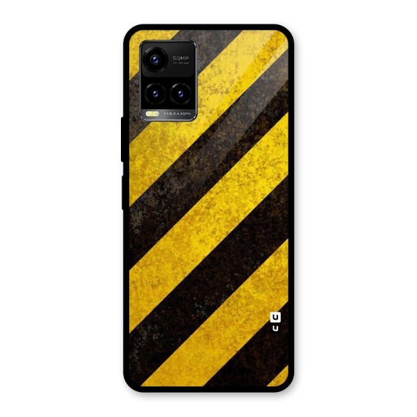 Shaded Yellow Stripes Glass Back Case for Vivo Y21G