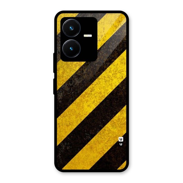 Shaded Yellow Stripes Glass Back Case for Vivo Y22