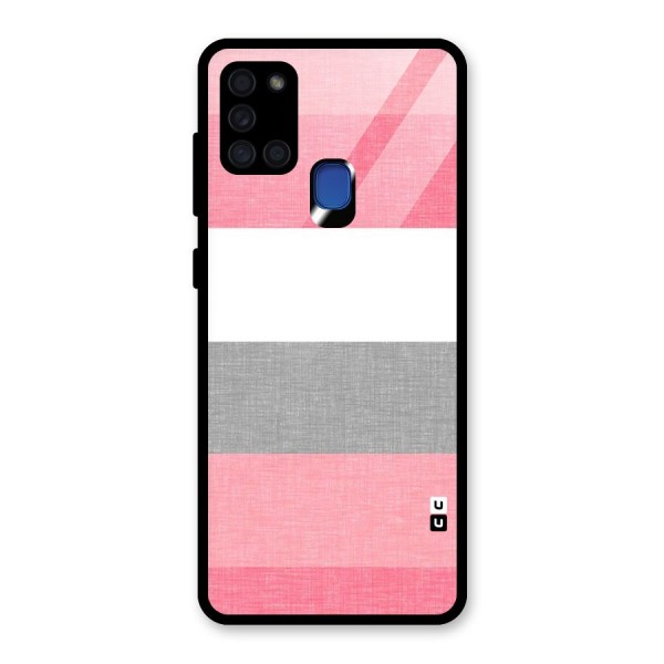 Shades Pink Stripes Glass Back Case for Galaxy A21s