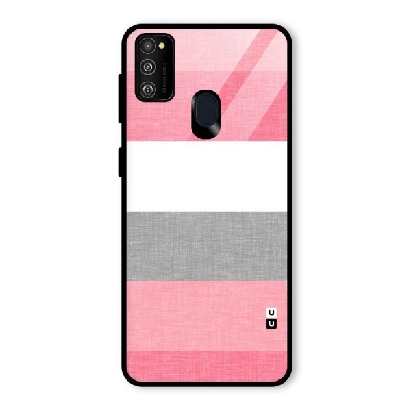 Shades Pink Stripes Glass Back Case for Galaxy M21