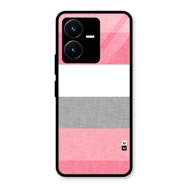 Shades Pink Stripes Glass Back Case for Vivo Y22