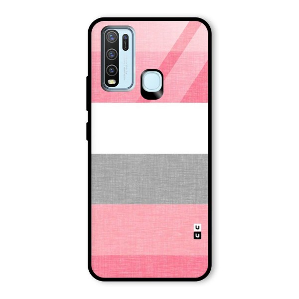 Shades Pink Stripes Glass Back Case for Vivo Y30