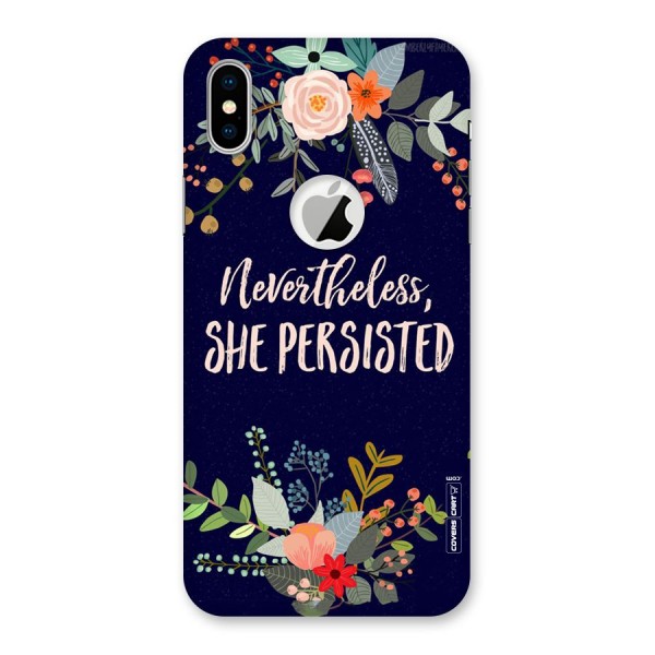 She Persisted Back Case for iPhone XS Logo Cut