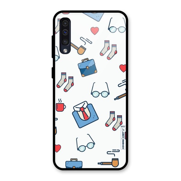 Shirt Spectacles Pattern Glass Back Case for Galaxy A50s