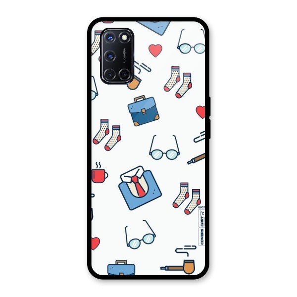 Shirt Spectacles Pattern Glass Back Case for Oppo A52