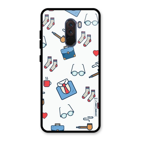 Shirt Spectacles Pattern Glass Back Case for Poco F1