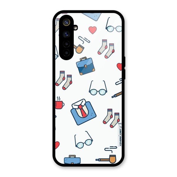 Shirt Spectacles Pattern Glass Back Case for Realme 6