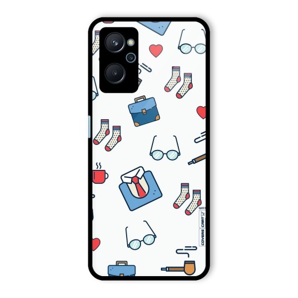 Shirt Spectacles Pattern Glass Back Case for Realme 9i