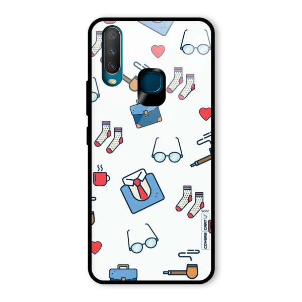 Shirt Spectacles Pattern Glass Back Case for Vivo Y12