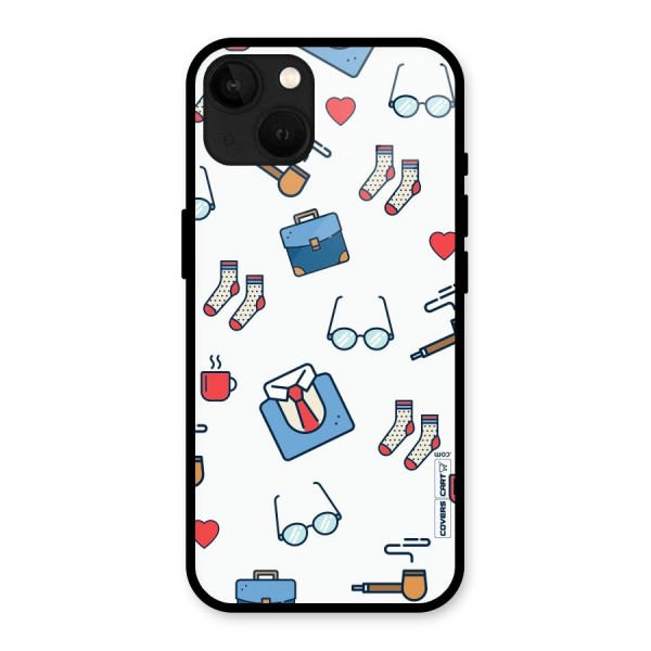 Shirt Spectacles Pattern Glass Back Case for iPhone 13