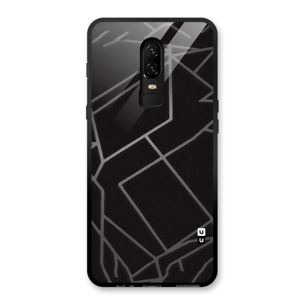 Silver Angle Design Glass Back Case for OnePlus 6