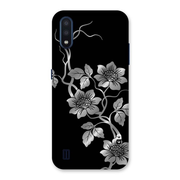 Silver Grey Flowers Back Case for Galaxy M01