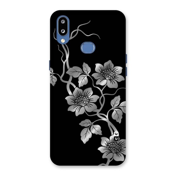 Silver Grey Flowers Back Case for Galaxy M01s