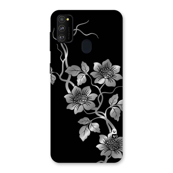 Silver Grey Flowers Back Case for Galaxy M30s